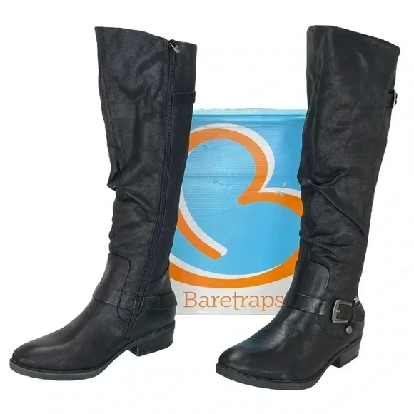 BareTraps Shoes - Baretraps Yanessa Black Fabric Knee High Womens Boots Size 5.5M
